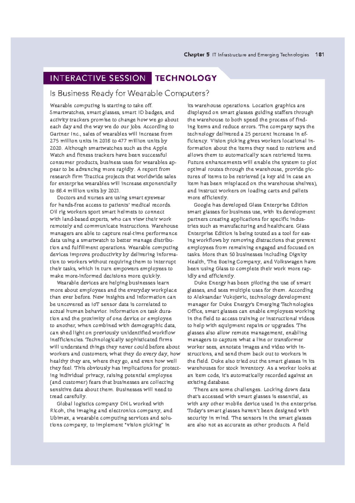Is Business Ready for Wearable Computers - Chapter 5 IT Infrastructure ...