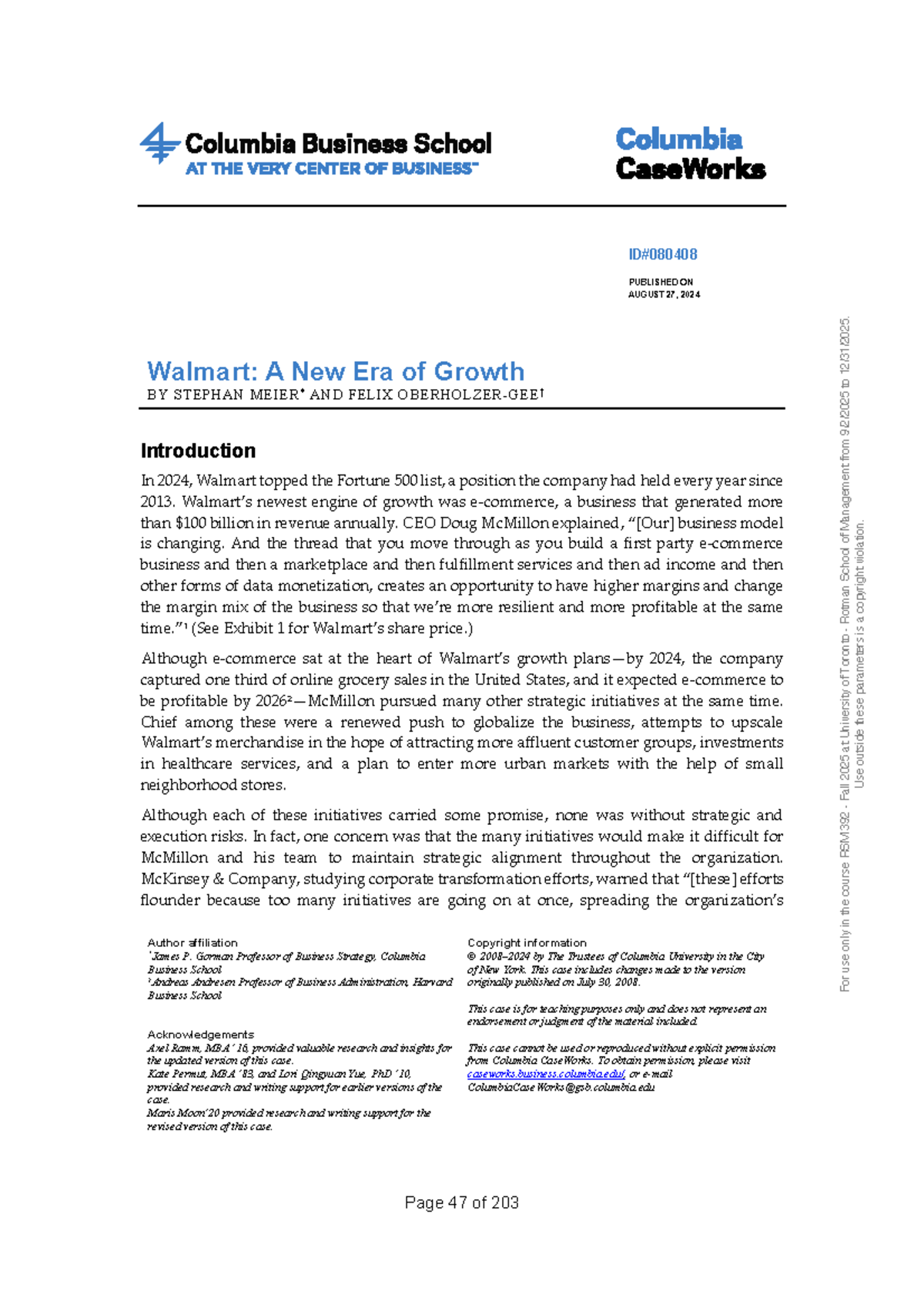 Walmart Case Study: A New Era of Growth (RSM 392) - Studocu