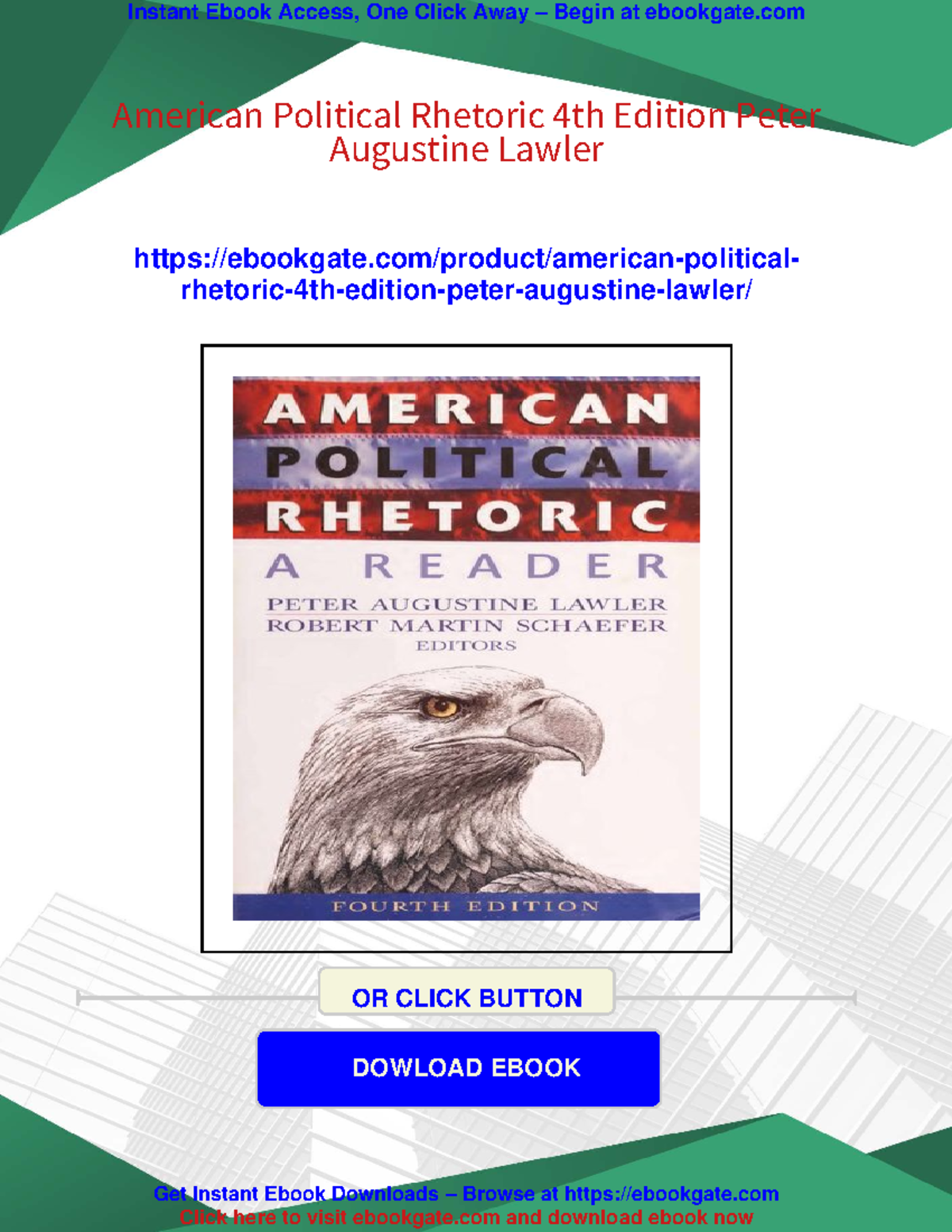 American Political Rhetoric: A Reader (4th Ed.) - Instant Access - Studocu