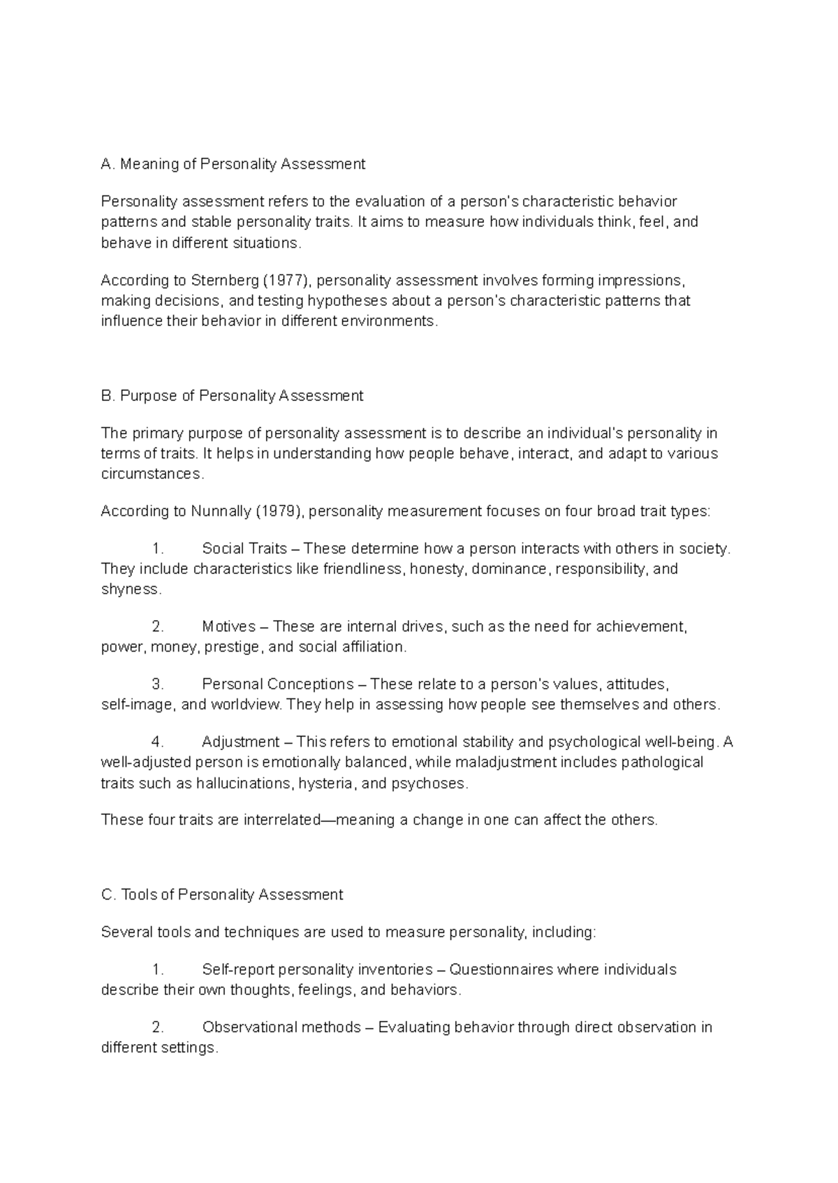 Module 4 ID - Psy4th Sem: Understanding Personality Assessment ...