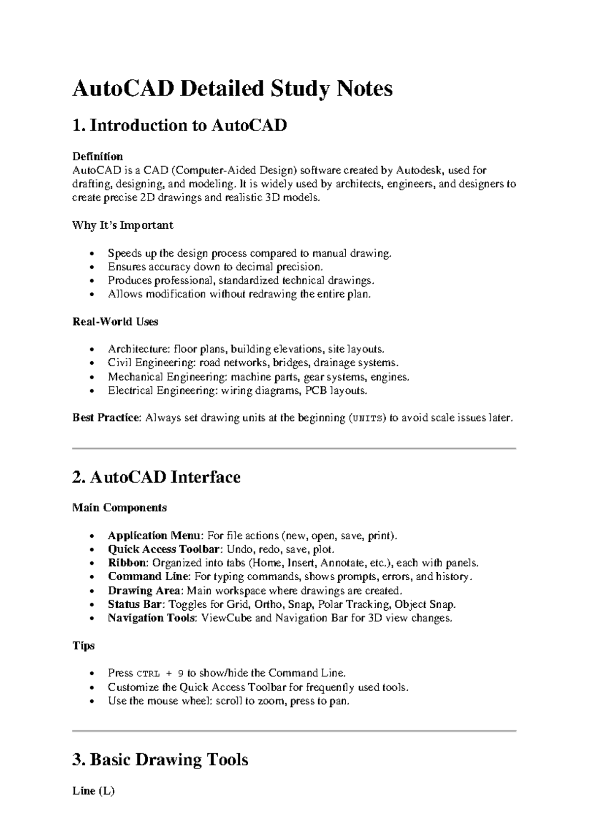 AutoCAD Study Notes: Essential Guide for Beginners (CAD101) - Studocu
