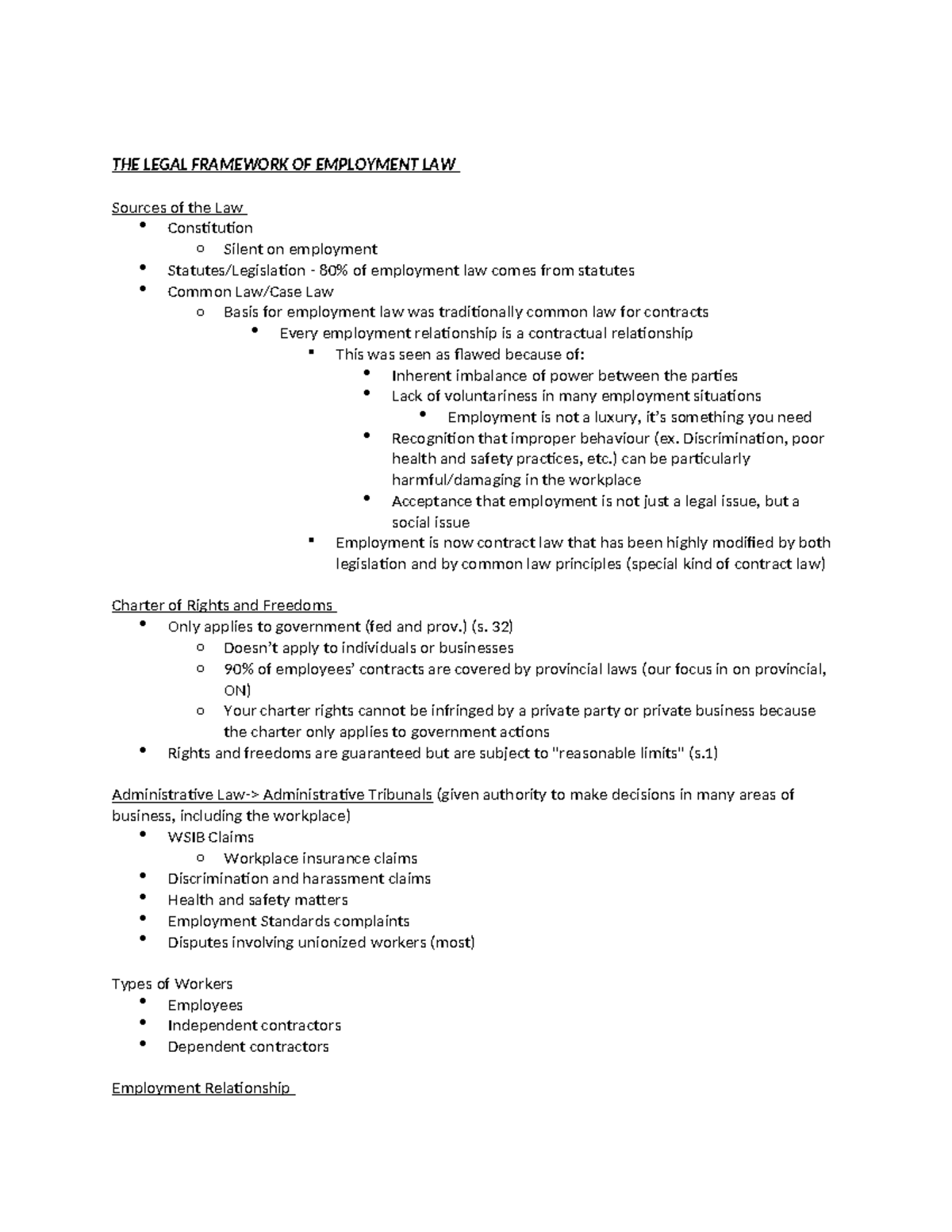 Employment Law Framework: Understanding Contracts & Rights (4375) - Studocu