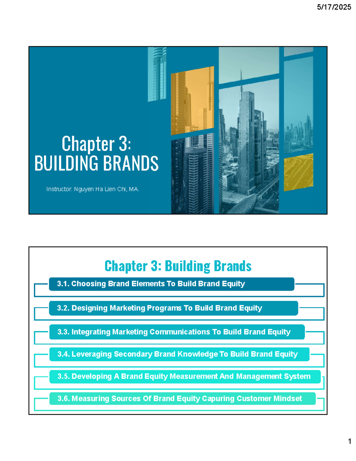 Brand Management - Chapter 3: Building Brands and Equity - Studocu
