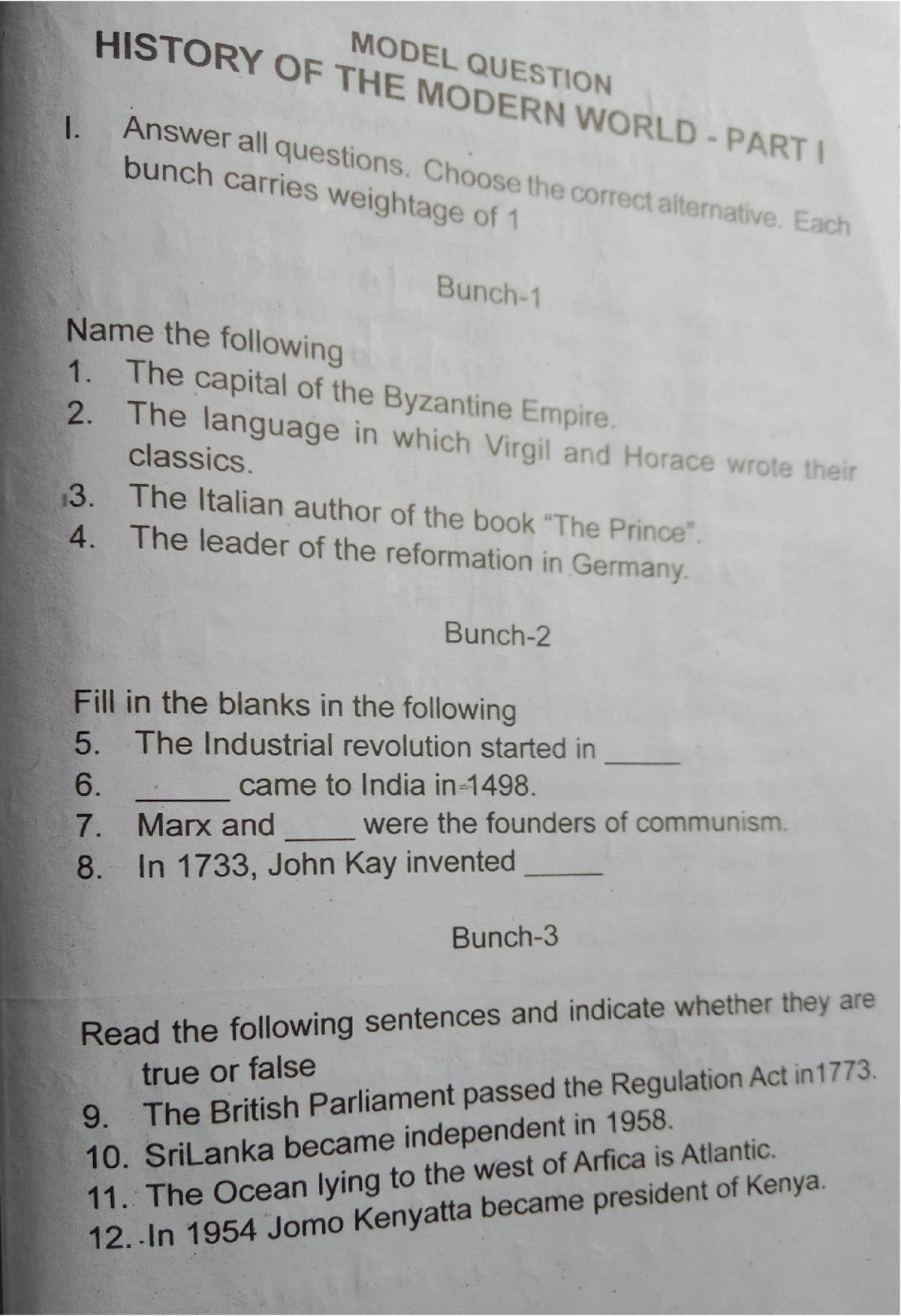 Model qustion sem 4 history of modern world - HISTORY MODEL I. Answer ...
