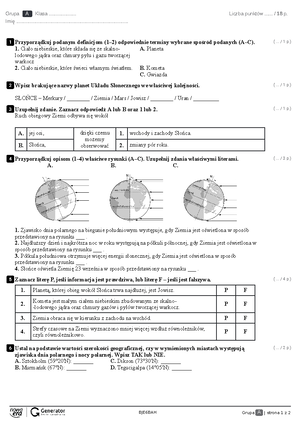 Gimnazjum Sprawdzian Grupa C Woda I Roztwory Wodne
