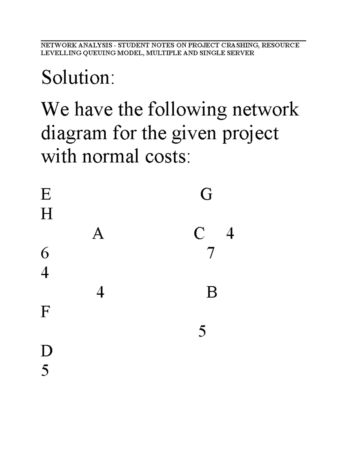 NETWORK ANALYSIS: PROJECT CRASHING & RESOURCE LEVELING NOTES - Studocu