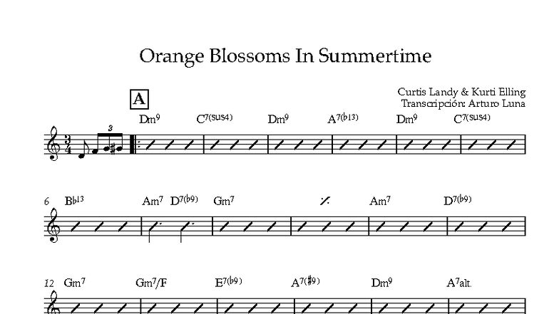 Orange Blossoms In Summertime - Score Transcription - Studocu