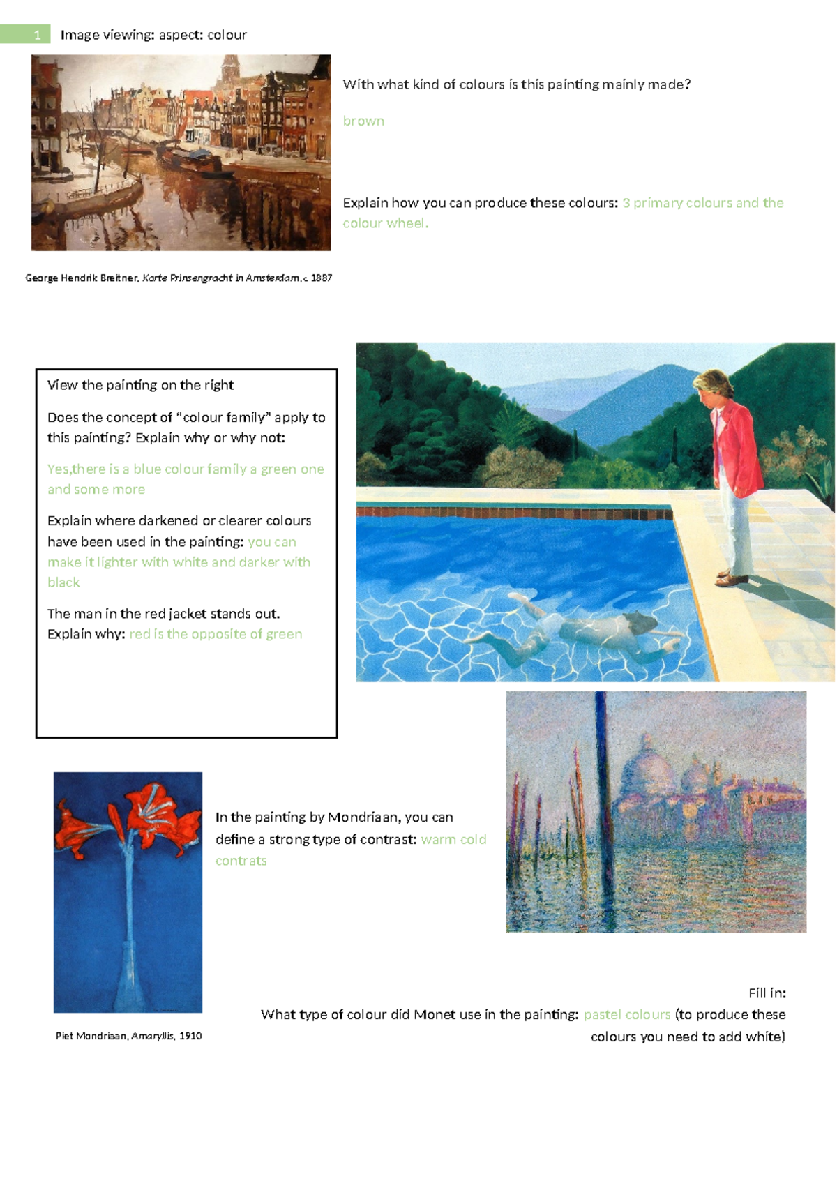 Colour Theory Analysis: Image Viewing & Symbolism (Art 101) - Studeersnel