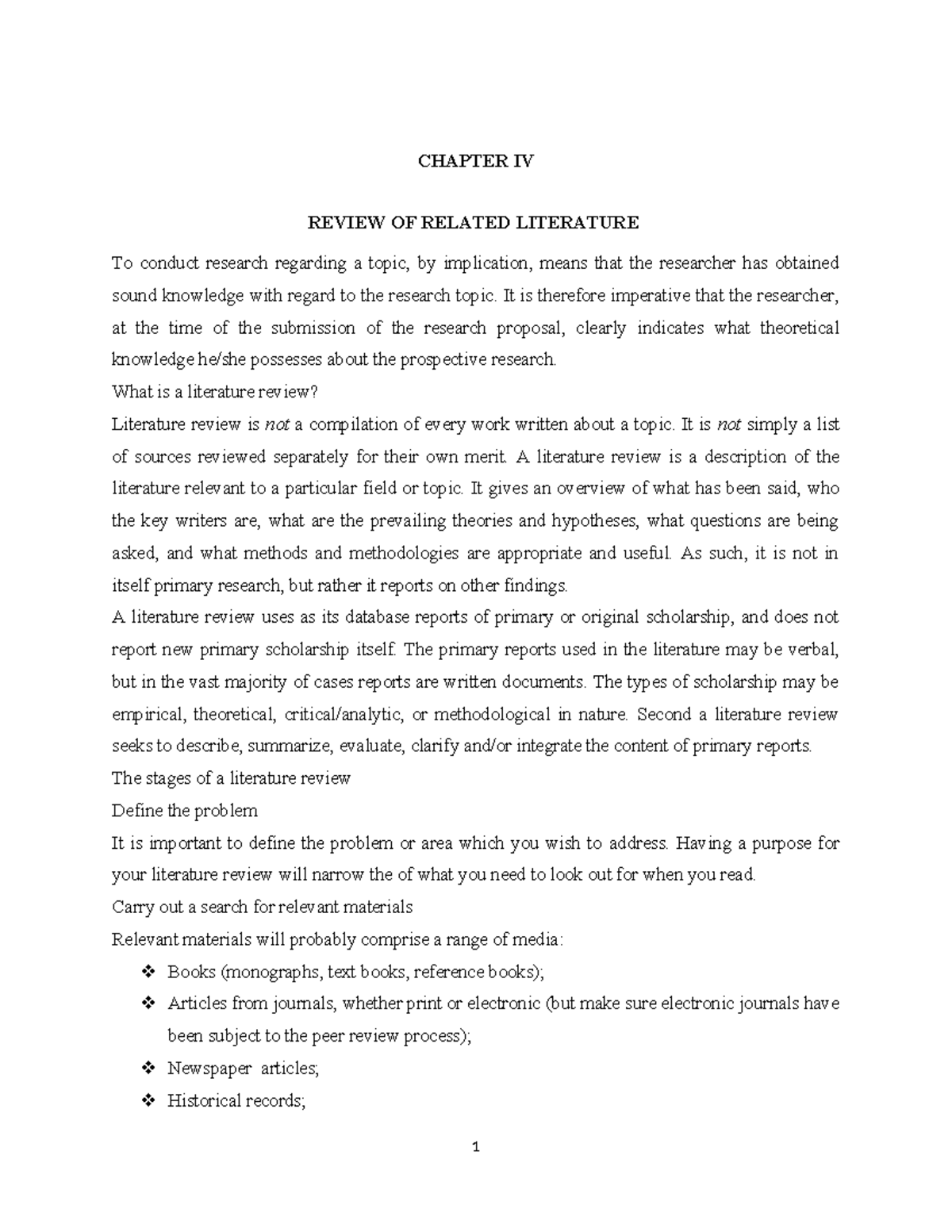 CHAPTER IV: LITERATURE REVIEW AND RESEARCH METHODOLOGY (RM) - Studocu