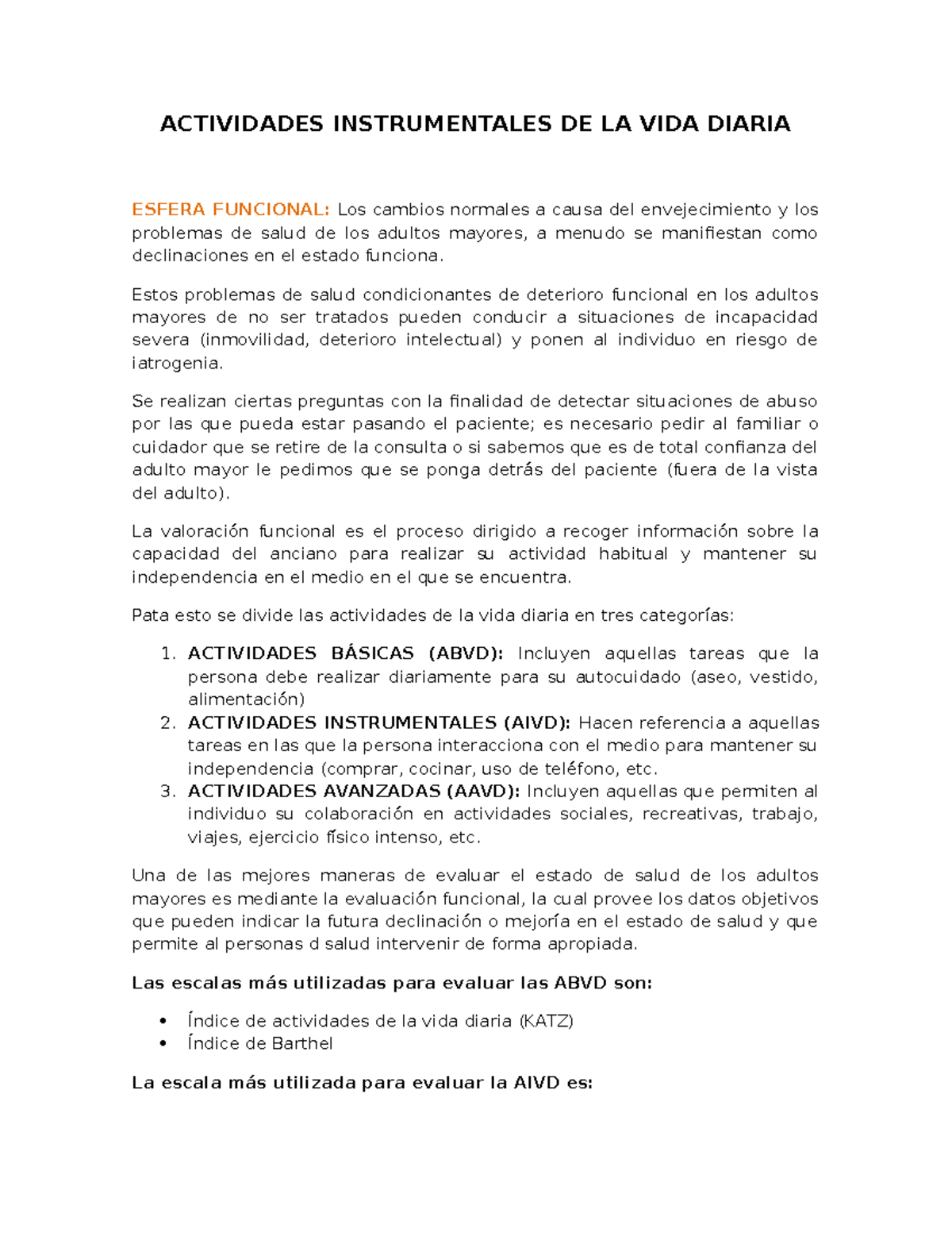 Actividades Instrumentales DE LA VIDA Diaria - ACTIVIDADES ...