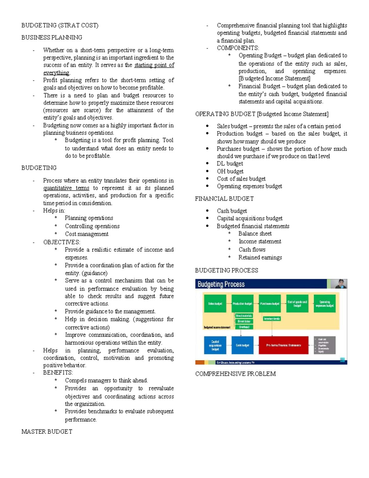 Budgeting (STRAT COST) Business Planning: Key Concepts and Processes ...