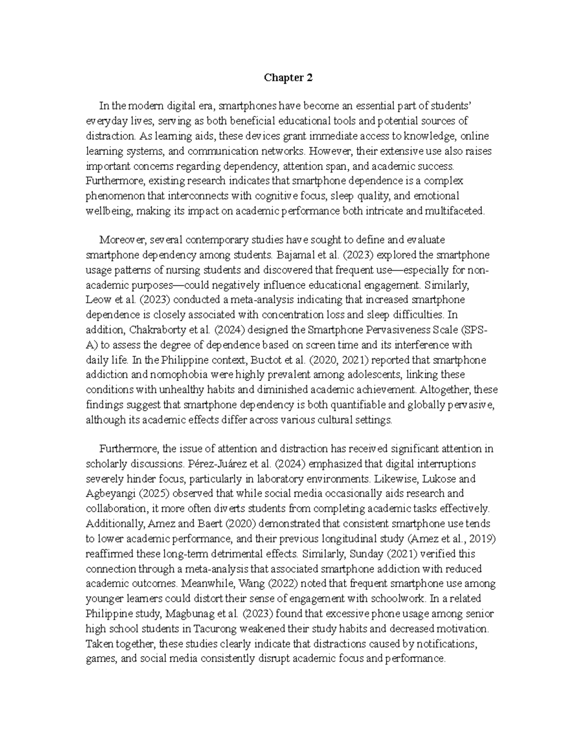 RRL - Chapter 2: Impact of Smartphone Dependency on Academic ...