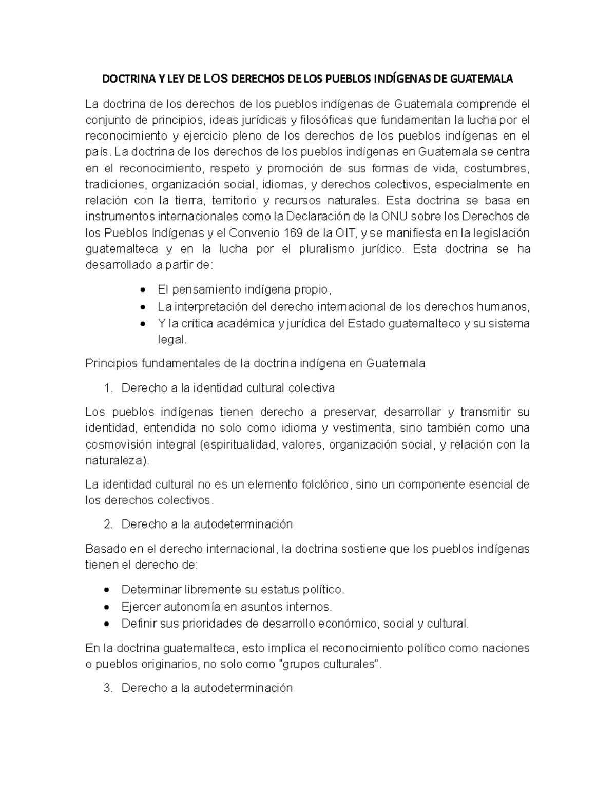 Doctrina y Ley de Derechos de los Pueblos Indígenas en Guatemala - Studocu