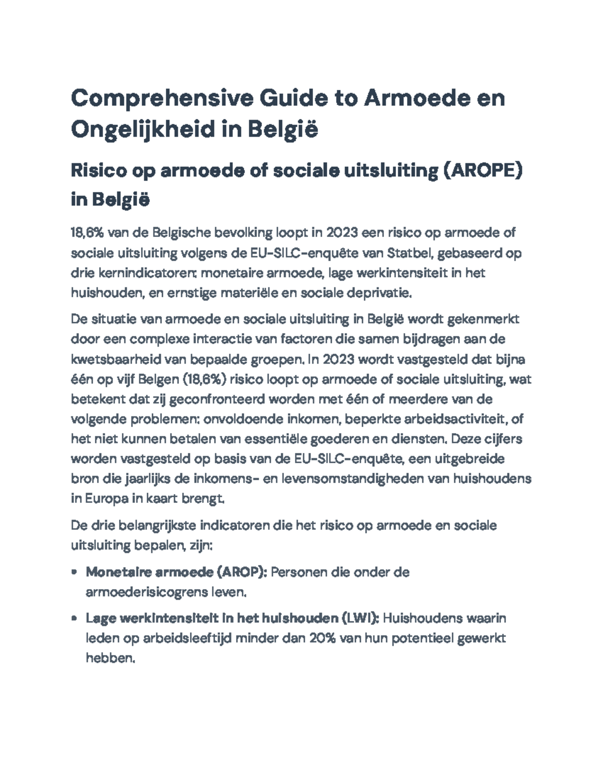 Comprehensive Guide to Poverty and Inequality in Belgium (AROPE) 2023 ...