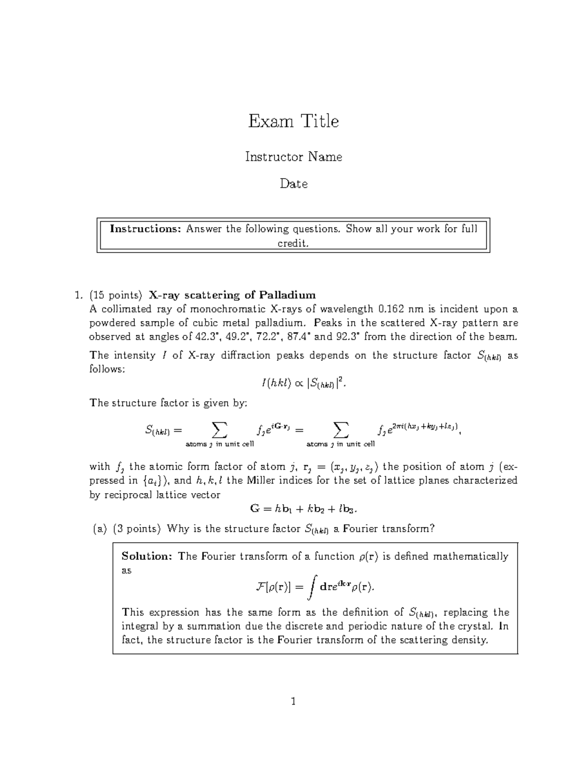 ISSP 3-3 Exam Questions on Scattering and Structure Factors - Studeersnel