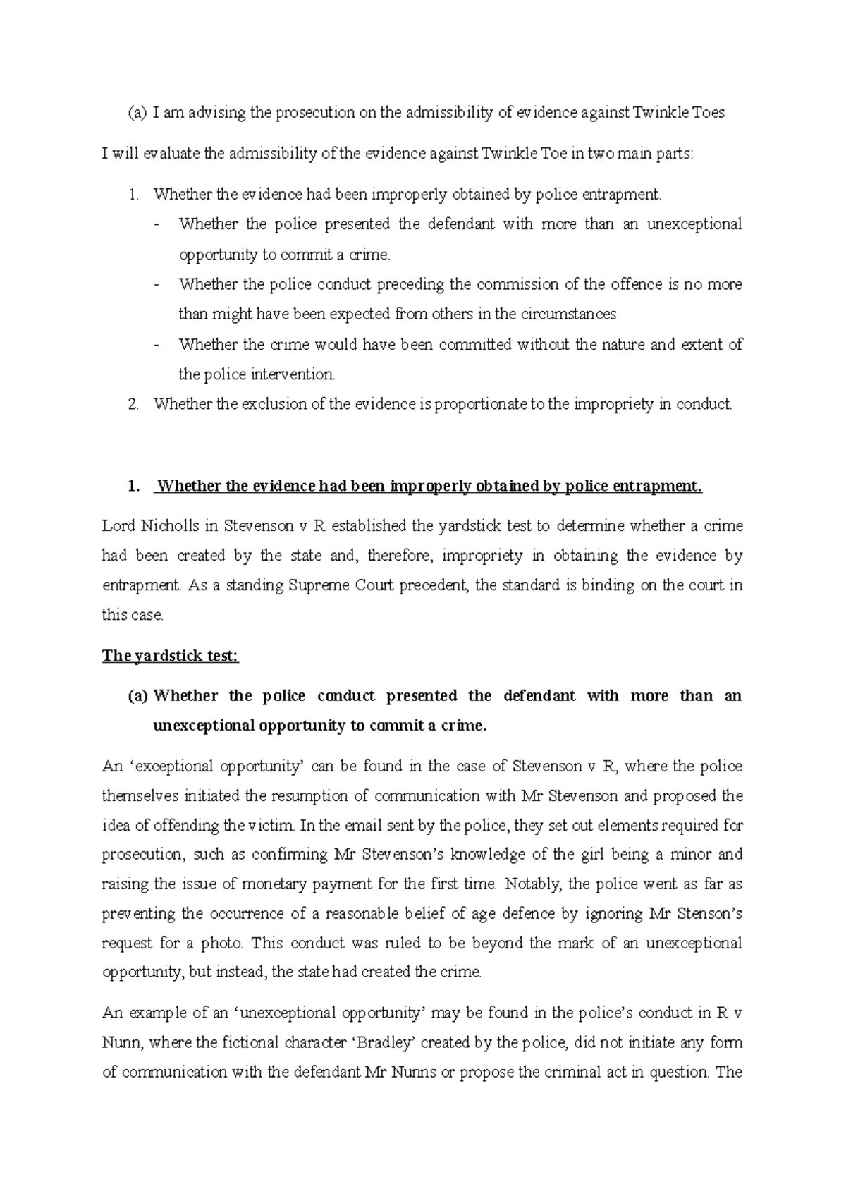 Confessions and Entrapment: Practice Exam Questions (LAW 101) - Studocu