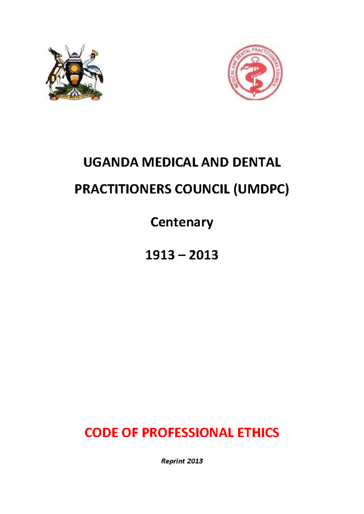 Code of Professional Ethics for UMDPC Practitioners (2013 Edition ...
