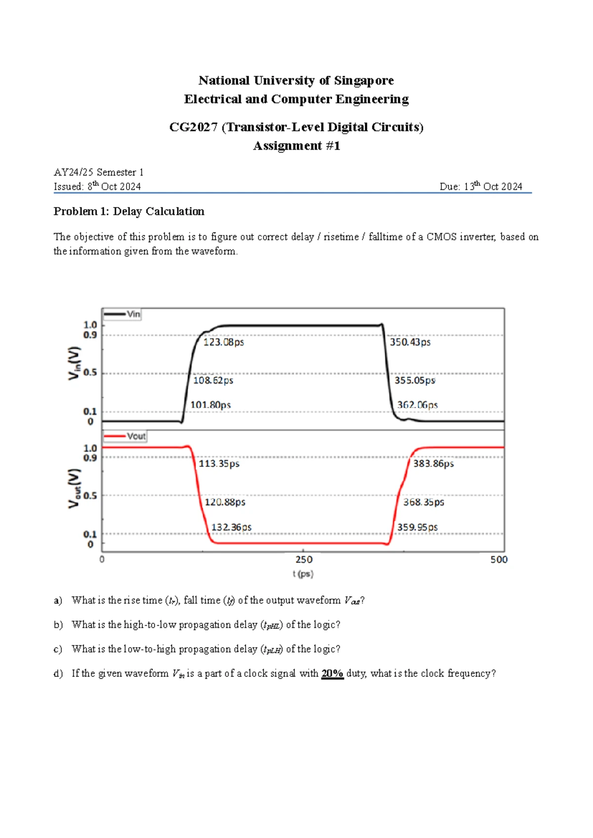 CG2027 Digital Circuits Assignment 1 Solution - Delay Calculations ...