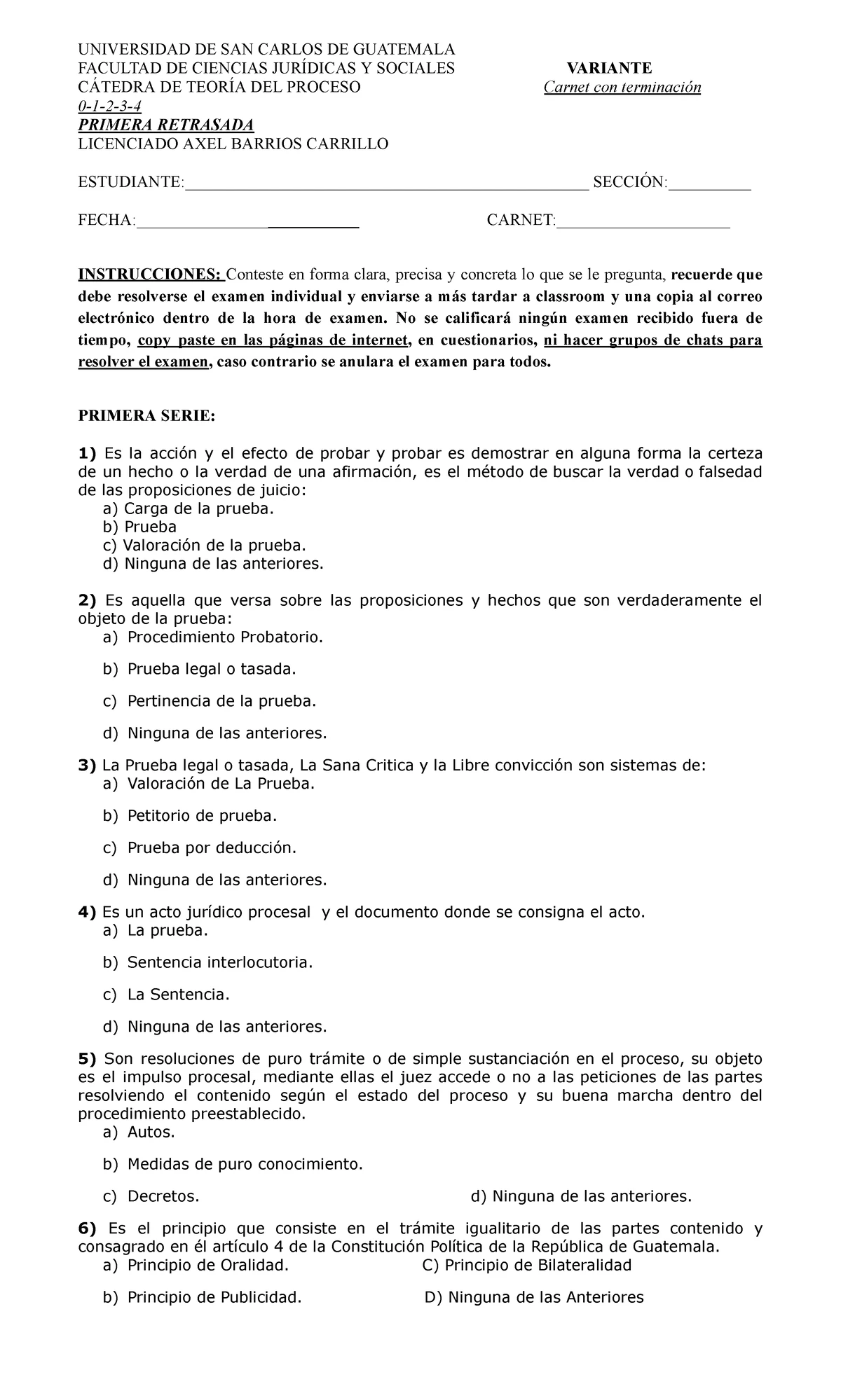 Guía de Trabajo para el Primer Examen de Derecho Constitucional - Studocu