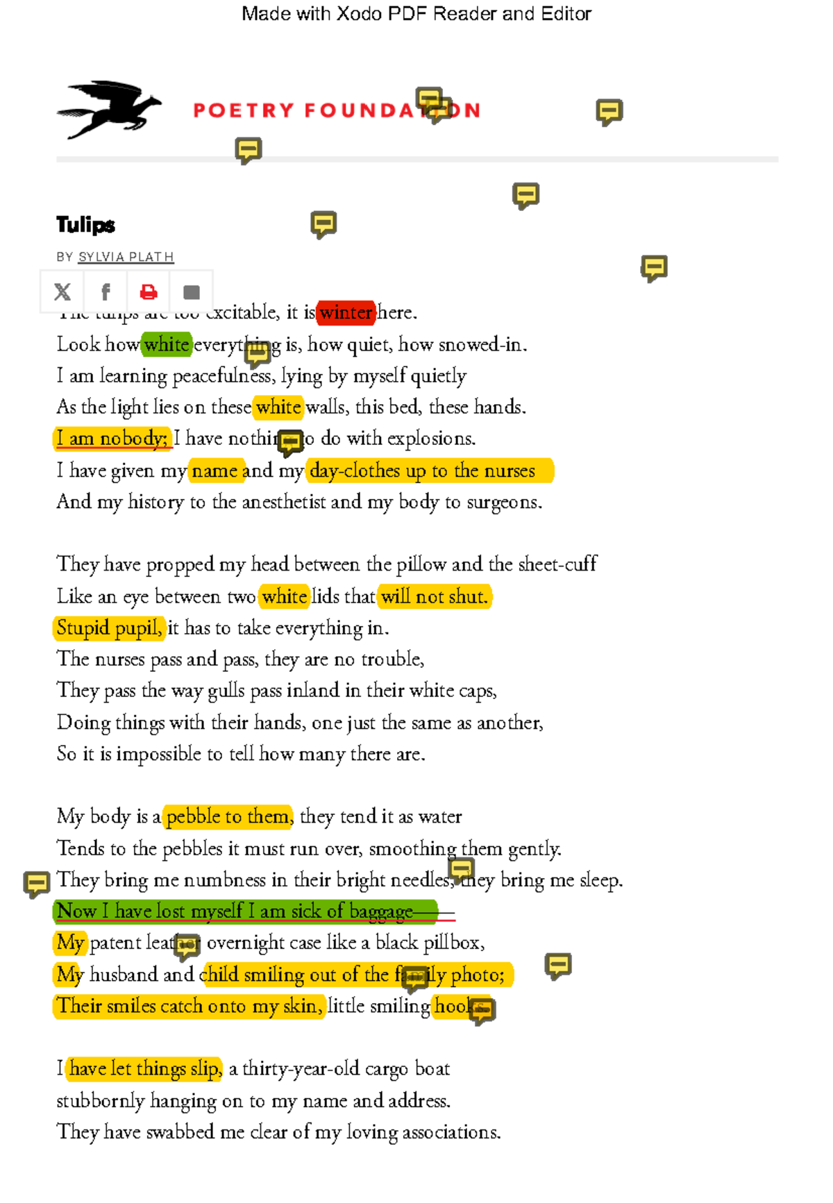 Tulips: An Analysis of Sylvia Plath's Poem - Studocu