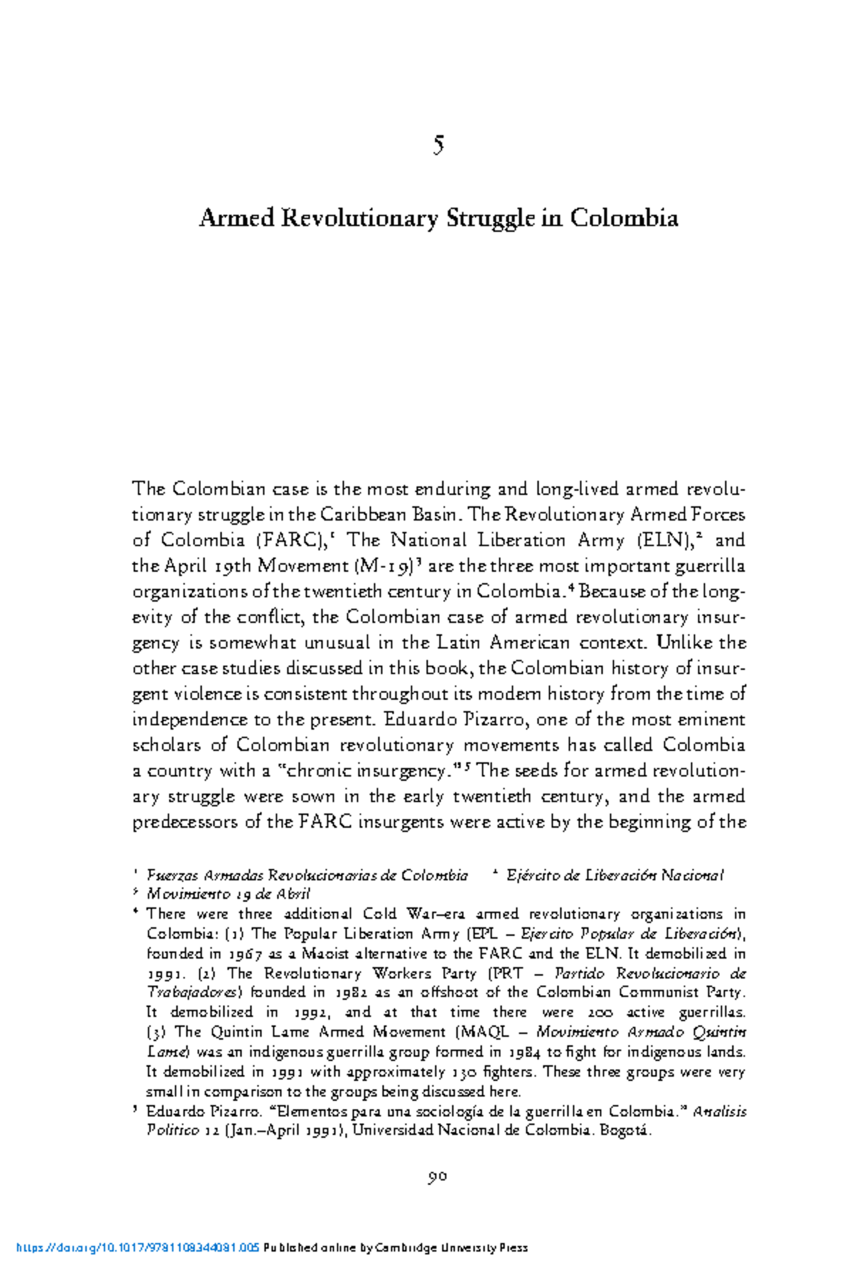 Armed Revolutionary Movements in Colombia: The M-19 Case Study - Studocu