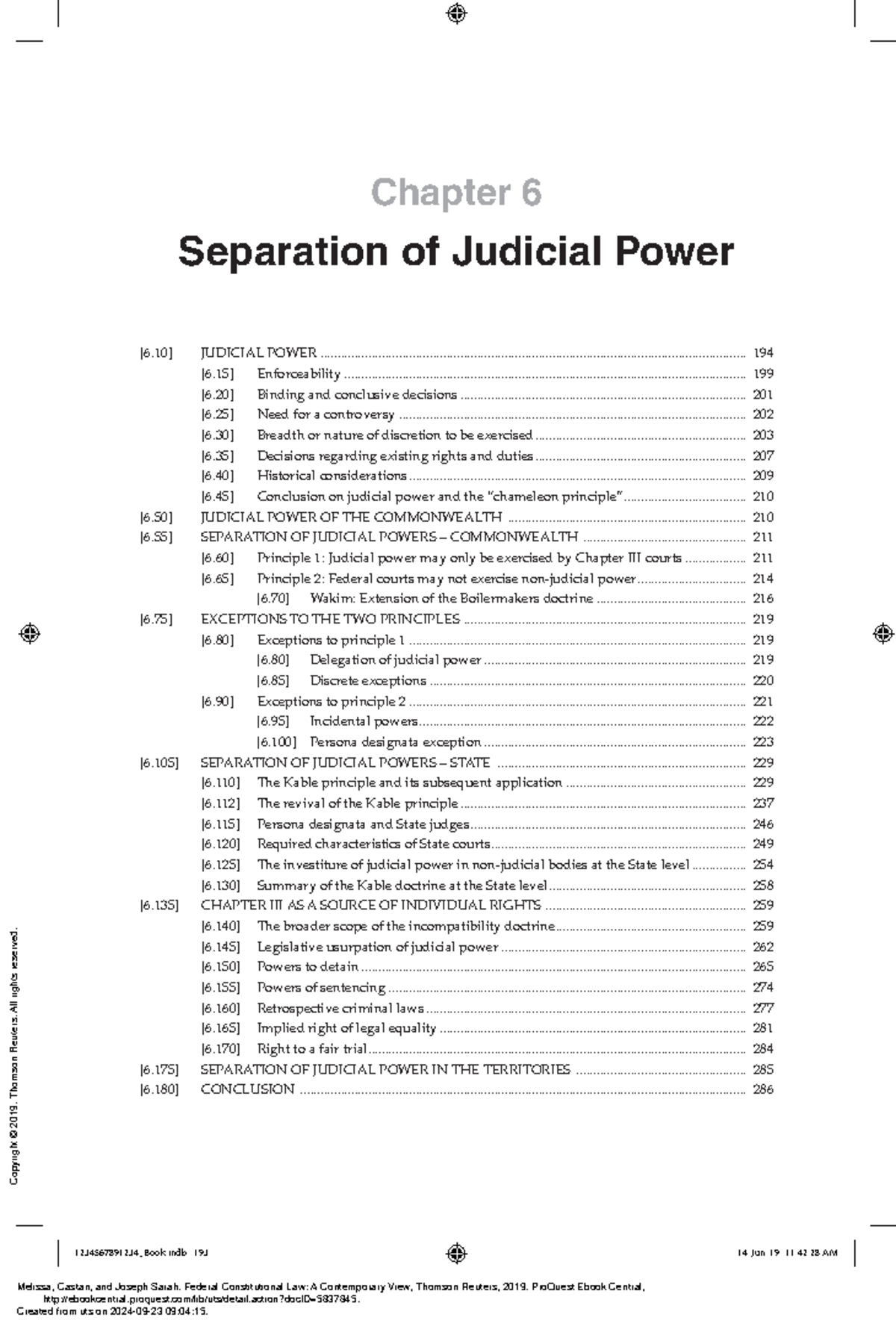 Federal Constitutional Law (FCL101) - Chapter 6: Separation of Judicial ...