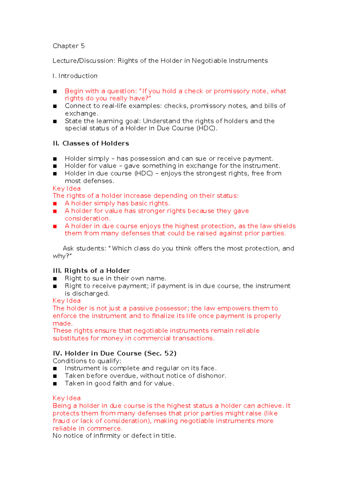 Chapter 5: Rights of Holders in Negotiable Instruments - HDC Explained ...