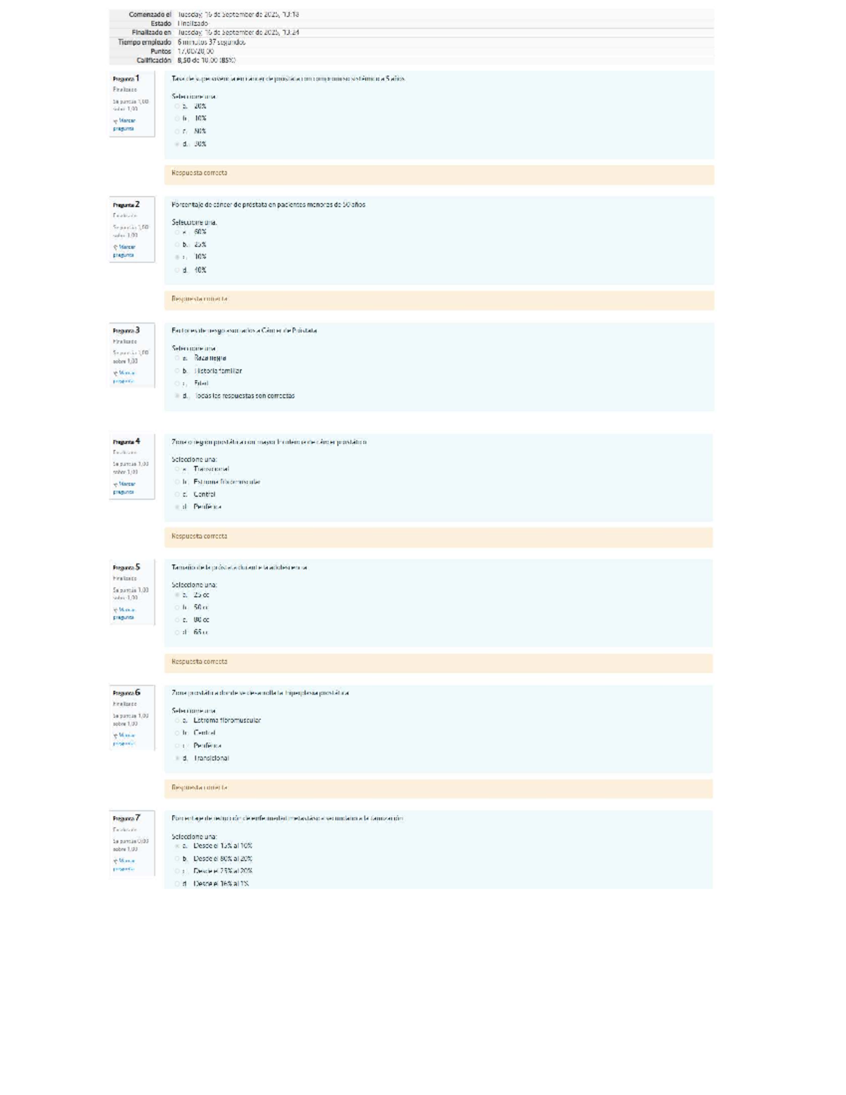 Respuestas del Curso Detección de Cáncer de Próstata - Examen Final - Document Preview