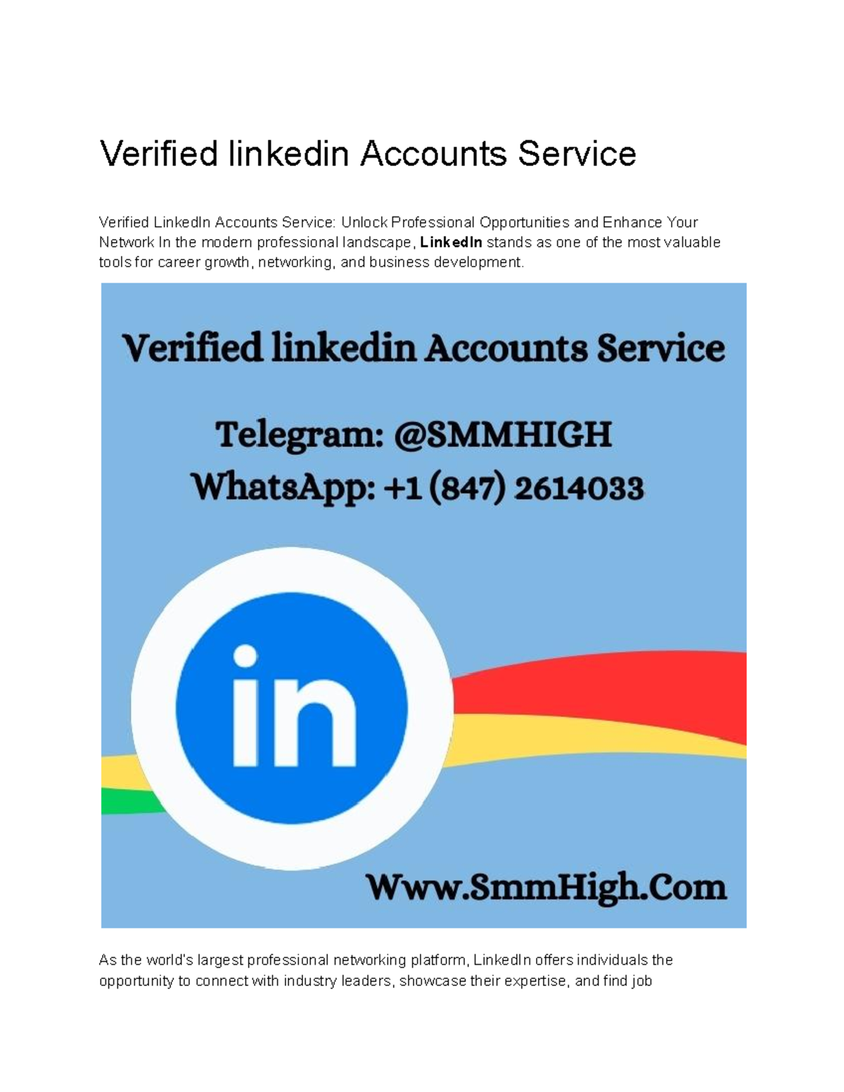 Verified LinkedIn Accounts Service: Enhance Your Network & Credibility ...