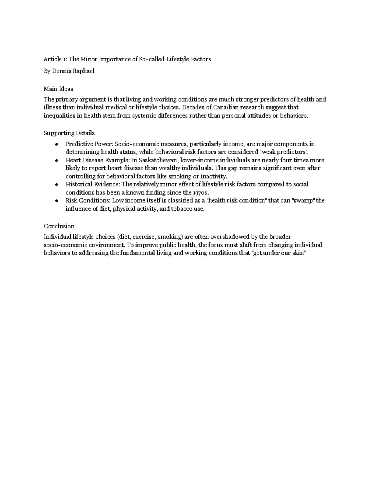 Article Notes: The Impact of Social Determinants on Health and ...