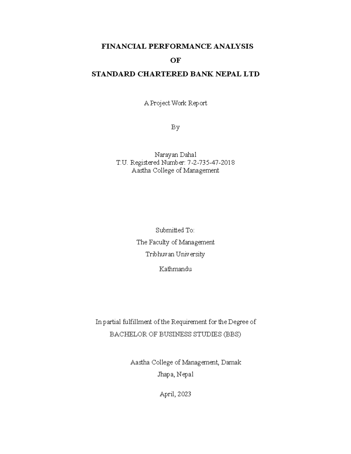 Financial Performance Analysis of Standard Chartered Bank (BBS) - Document Preview