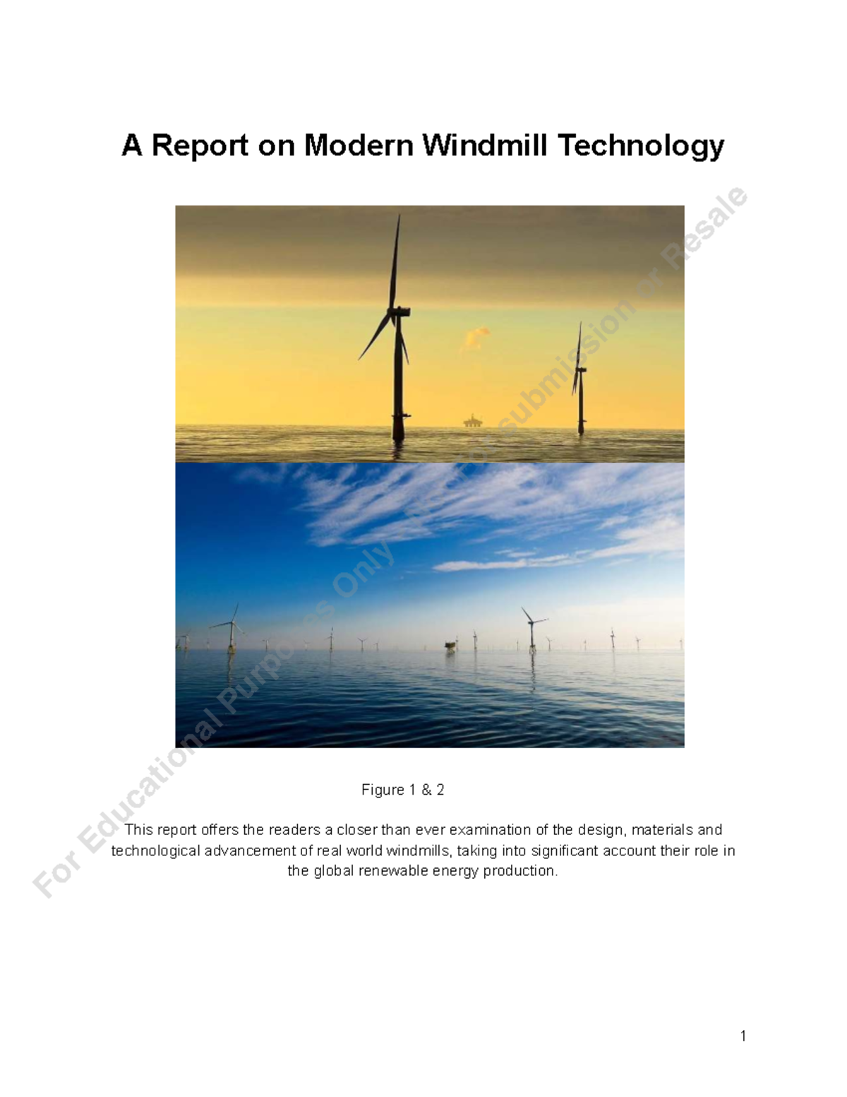 Engineering Report: Modern Windmill Technology and Innovations - Studocu