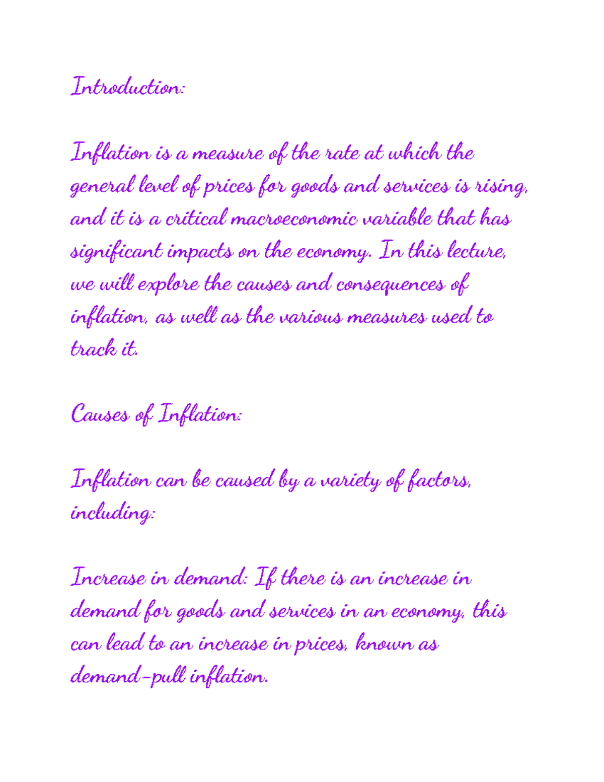Lecture Notes: Understanding Inflation Dynamics and Impacts - Studocu