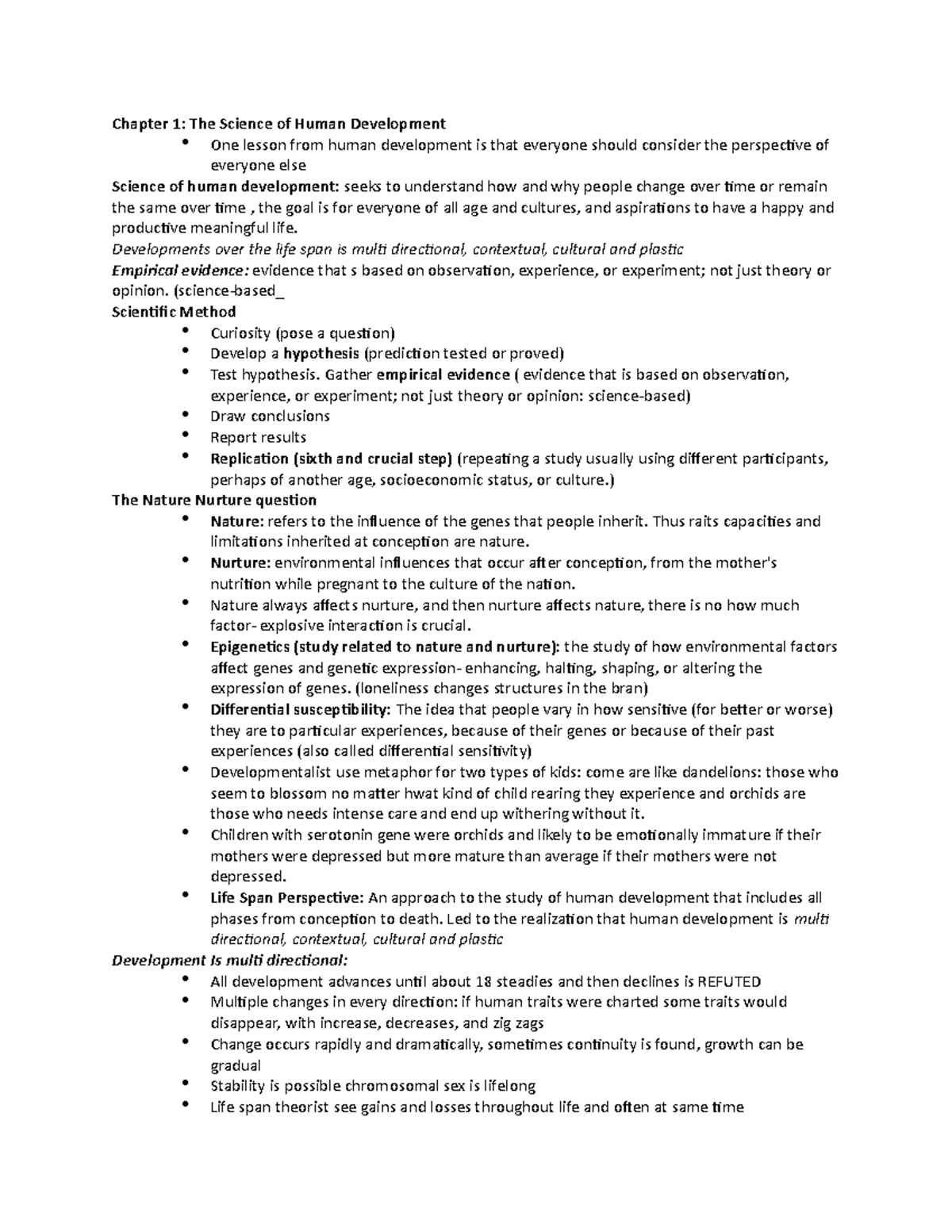 Chapter 1: The Science of Human Development Notes & Born to Learn ...