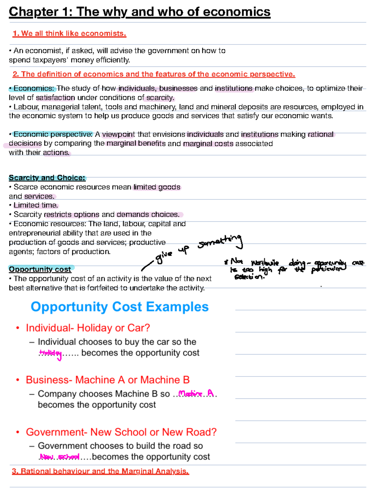 CH 1 - The Fundamentals of Economics: Scarcity, Choices, and ...