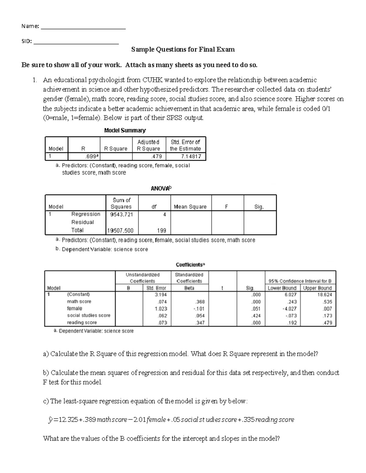 Final Exam 2015: Sample Questions and Analysis Strategies - Studocu