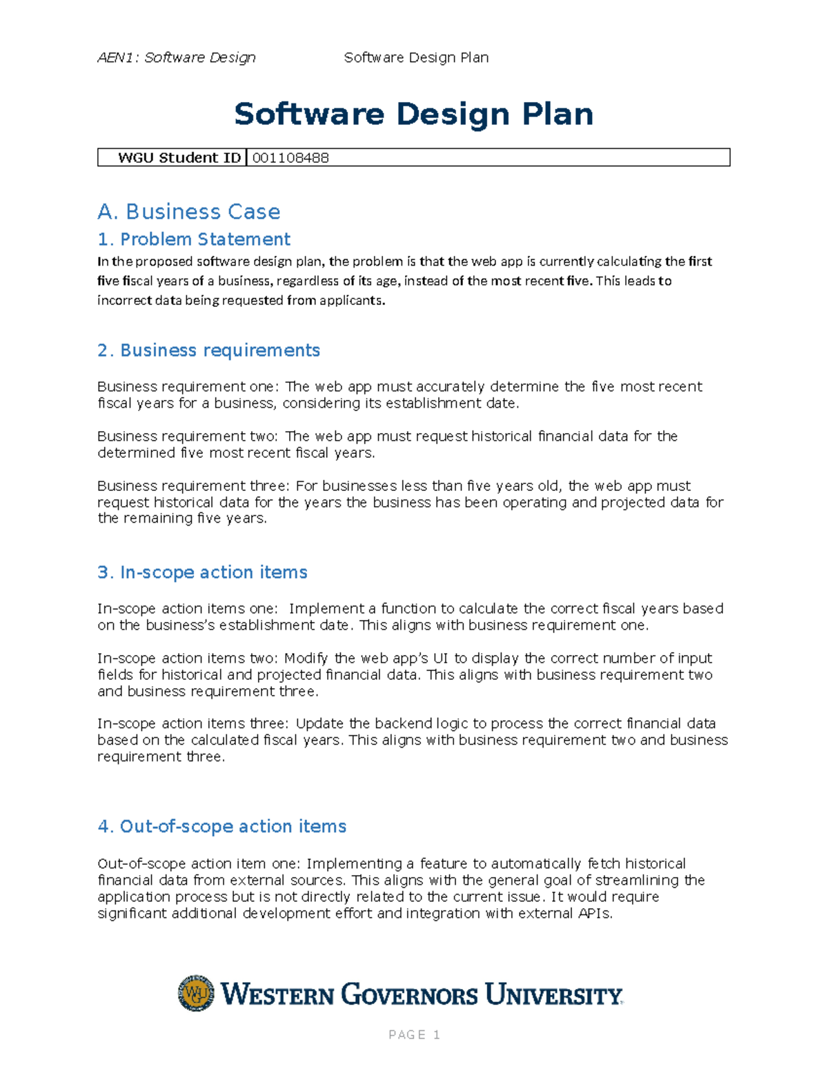 Software Design Plan - Info - AEN1: Software Design Software Design ...