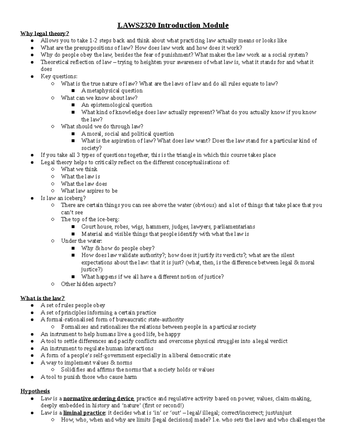 Introduction Module - Lecture notes 1 - LAWS2320 Introduction Module ...
