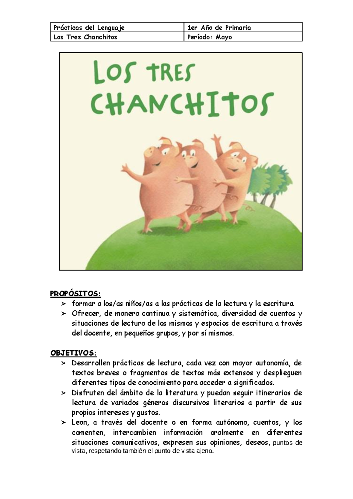 003 PDL 1ro Prácticas de Lectura: Los Tres Chanchitos - Studocu