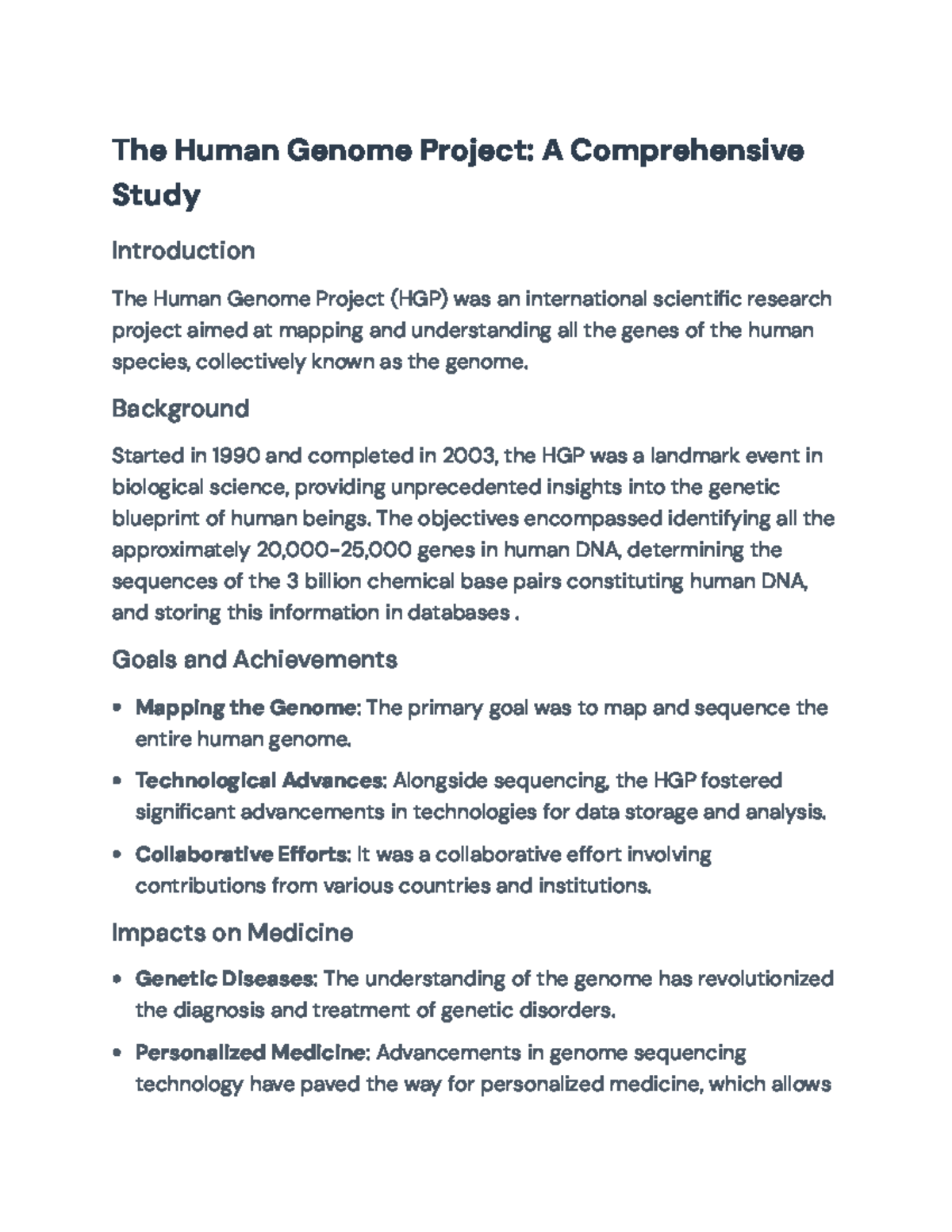 Human Genome Project: Overview, Achievements, and Implications - The ...