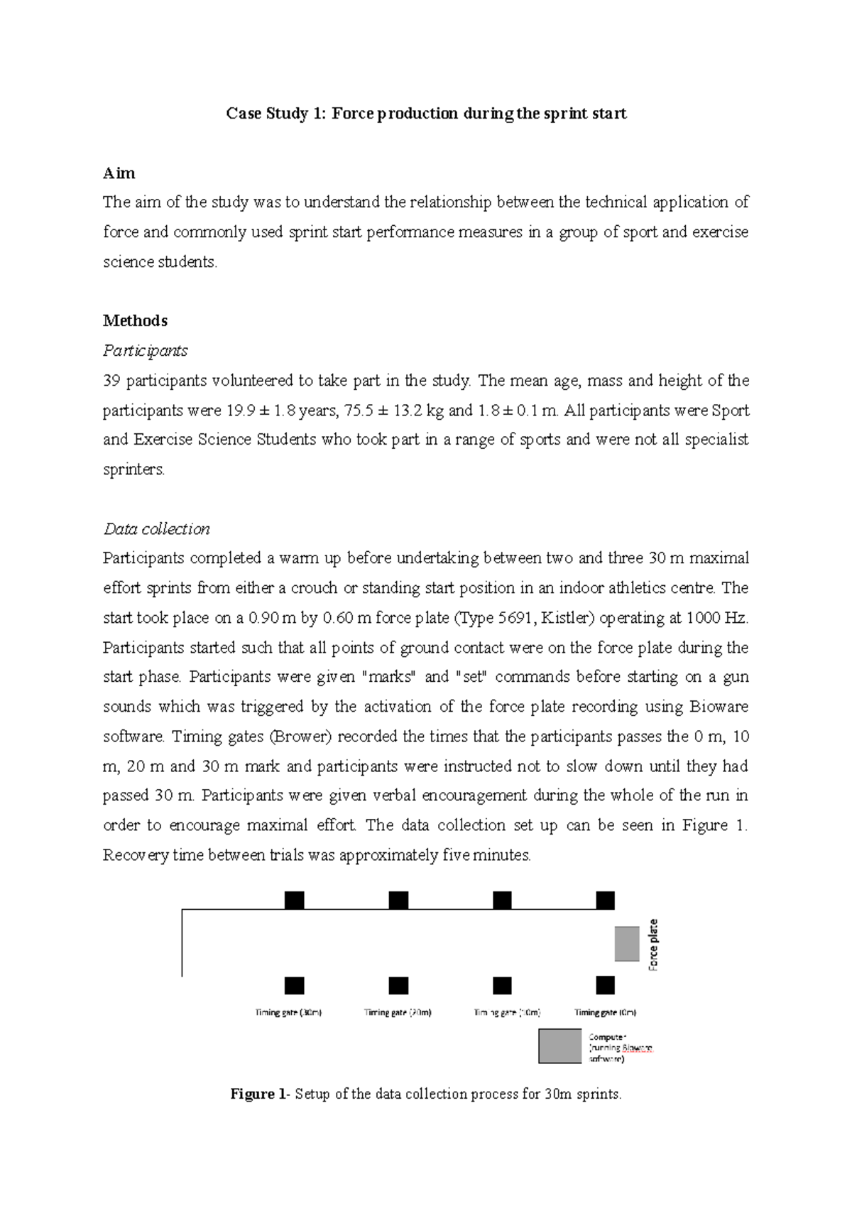 Biomechanics 101: Case Study on Force Production in Sprint Starts - Studocu
