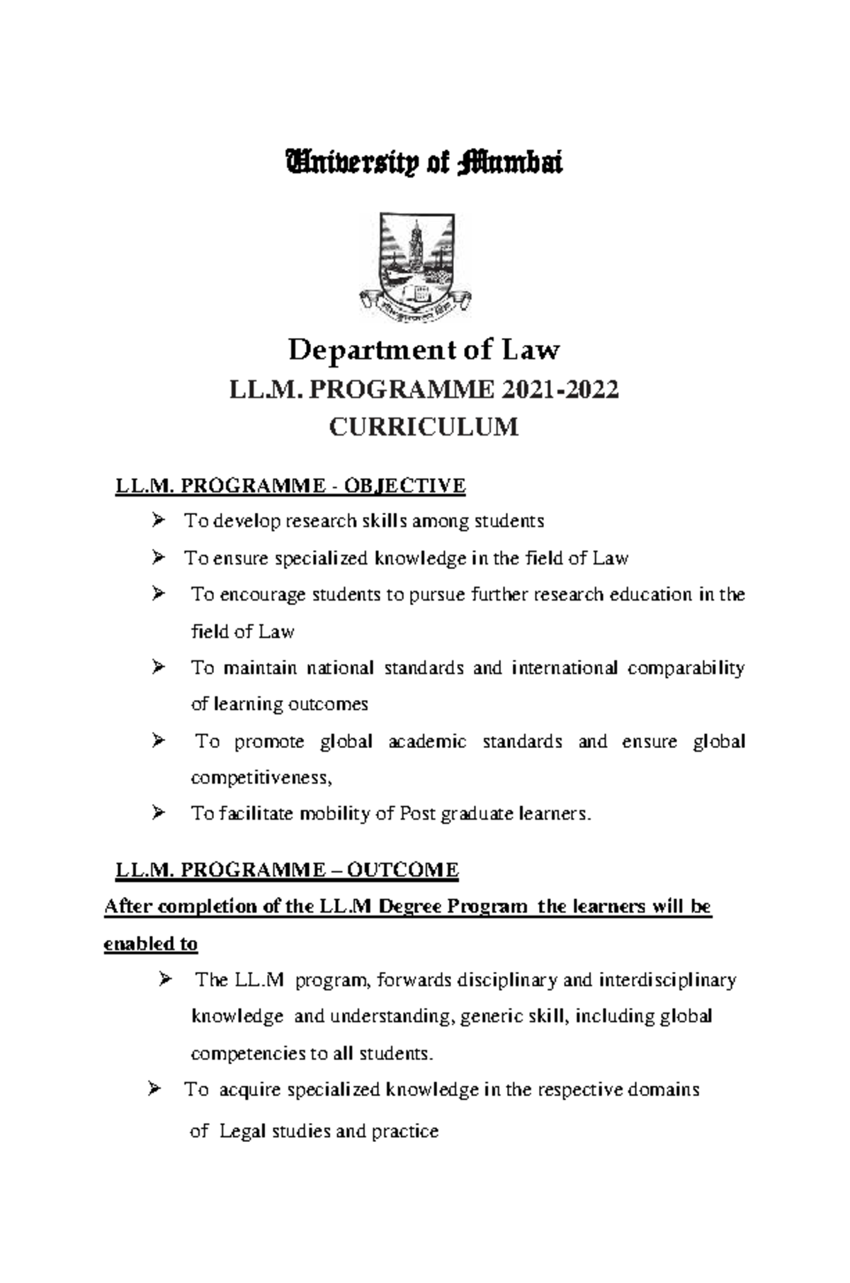 LL.M. Syllabus (Business Law) - University of Mumbai - Studocu