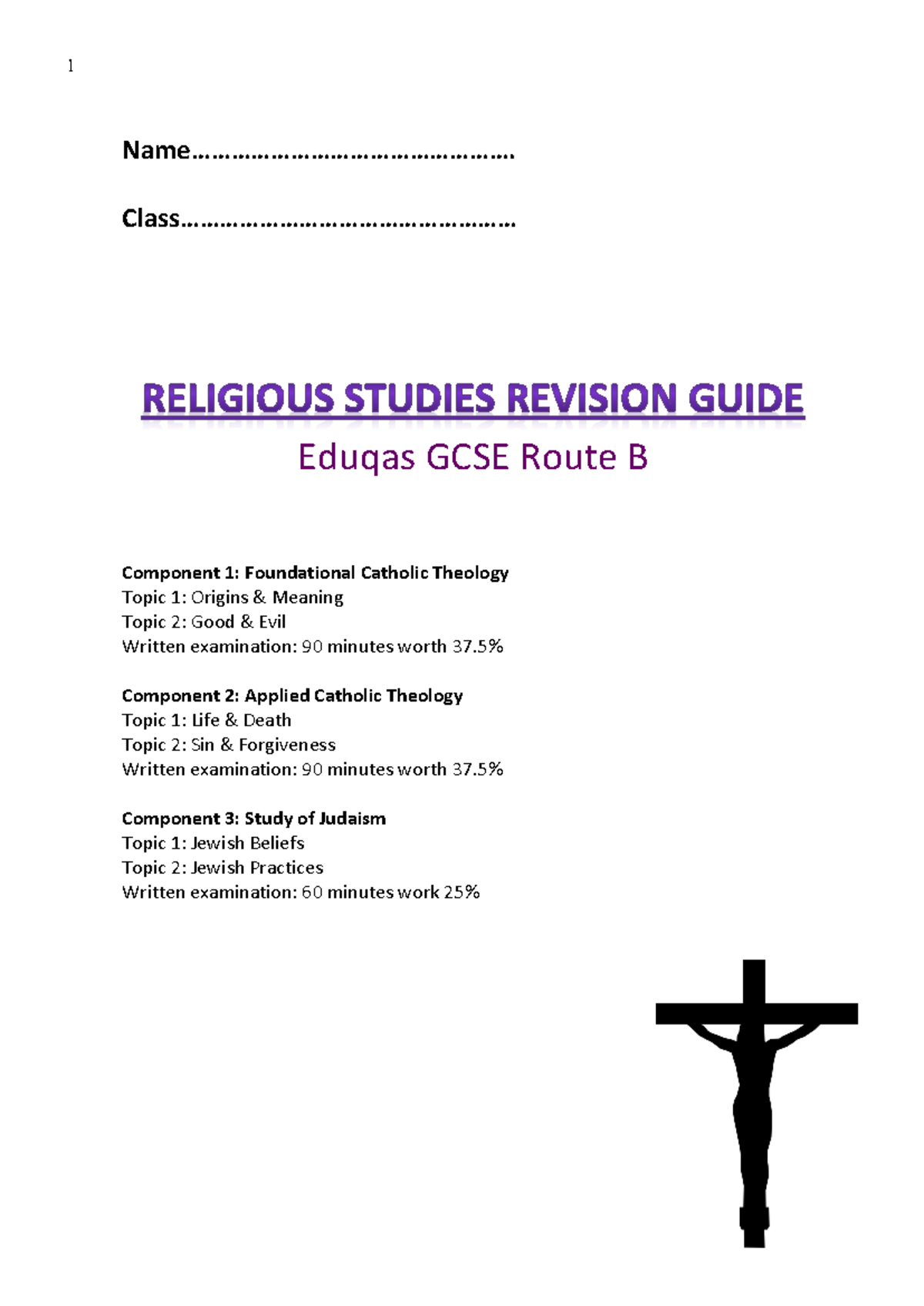 Y11 RE GCSE Exam Notes: Catholic Theology & Judaism Topics - Studocu
