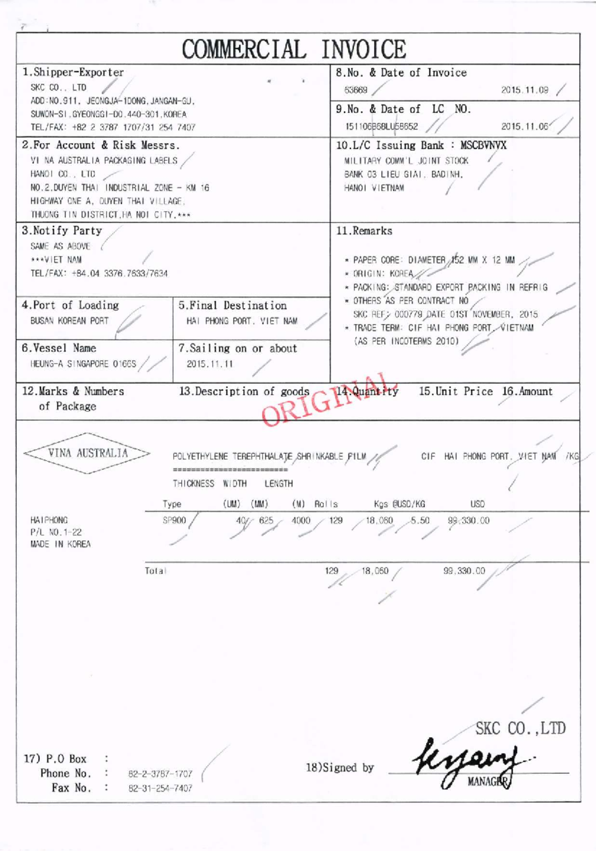 BCT LC VINA UC - Invoice and Packing List Details - Studocu