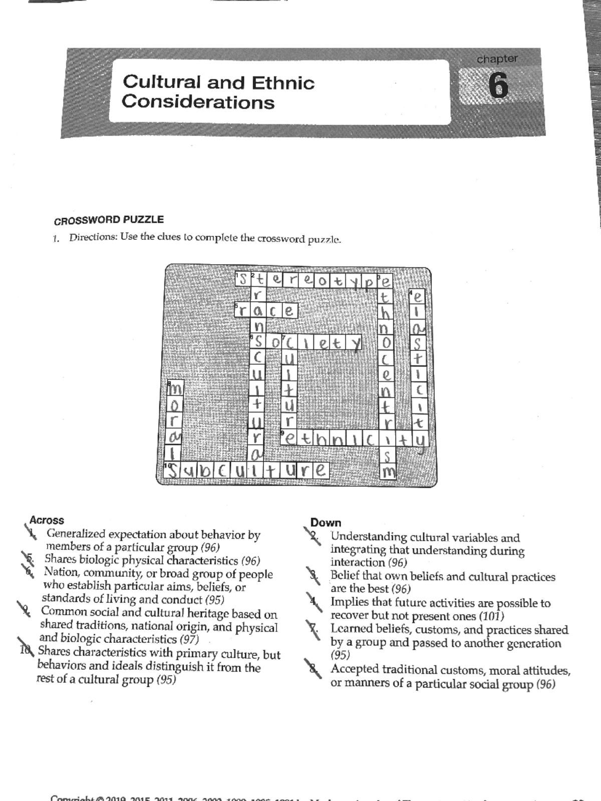 Chapter 6 - Cultural and Ethnic Considerations: Study Guide & Crossword ...