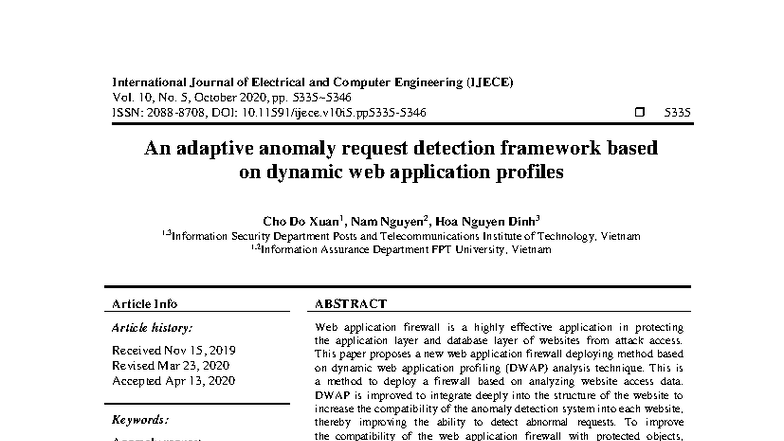 An Adaptive Anomaly Request Detection Framework for Web Apps (IJECE ...