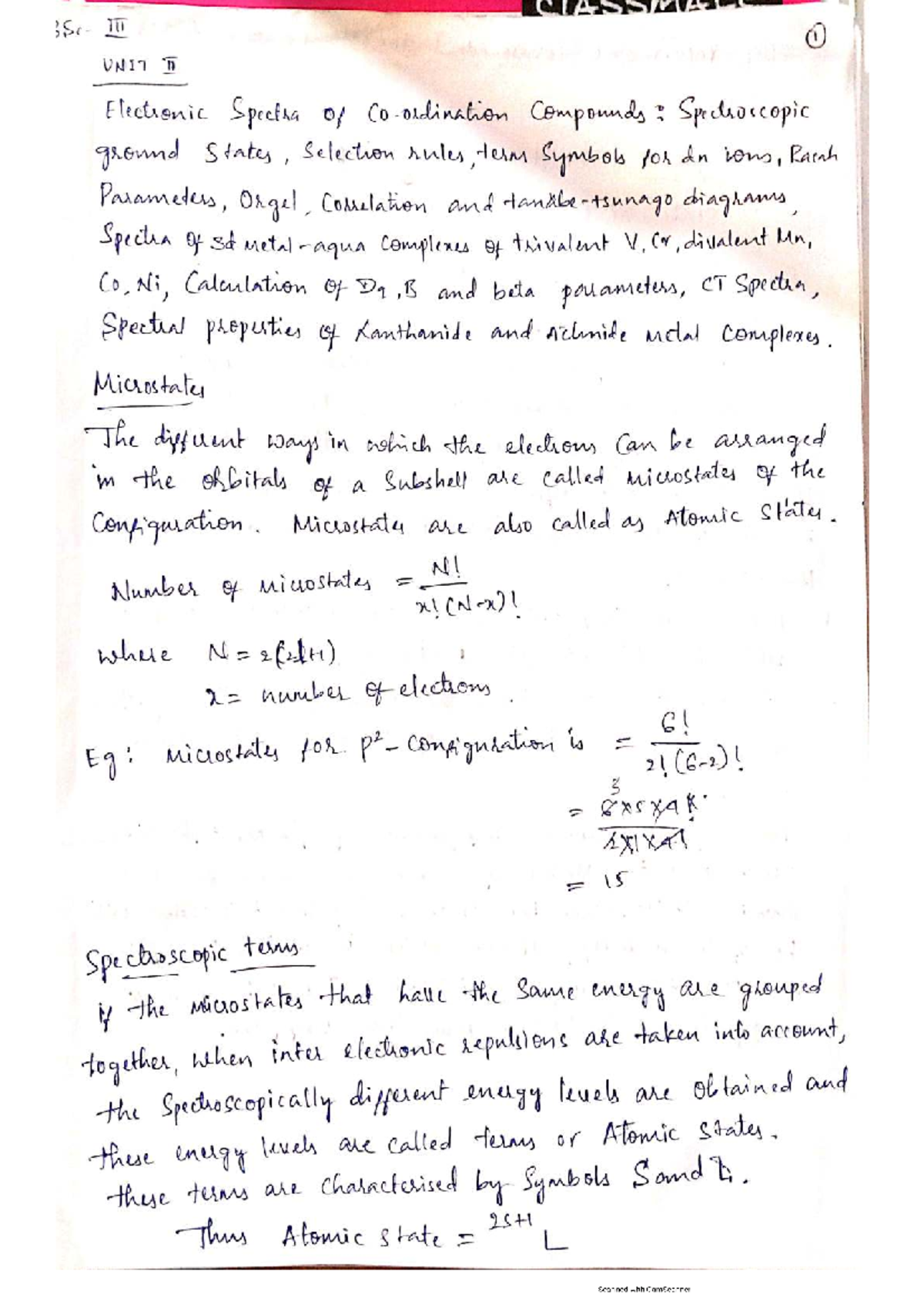 Unit 2: Electronic Spectra of Coordination Compounds Analysis - Studocu