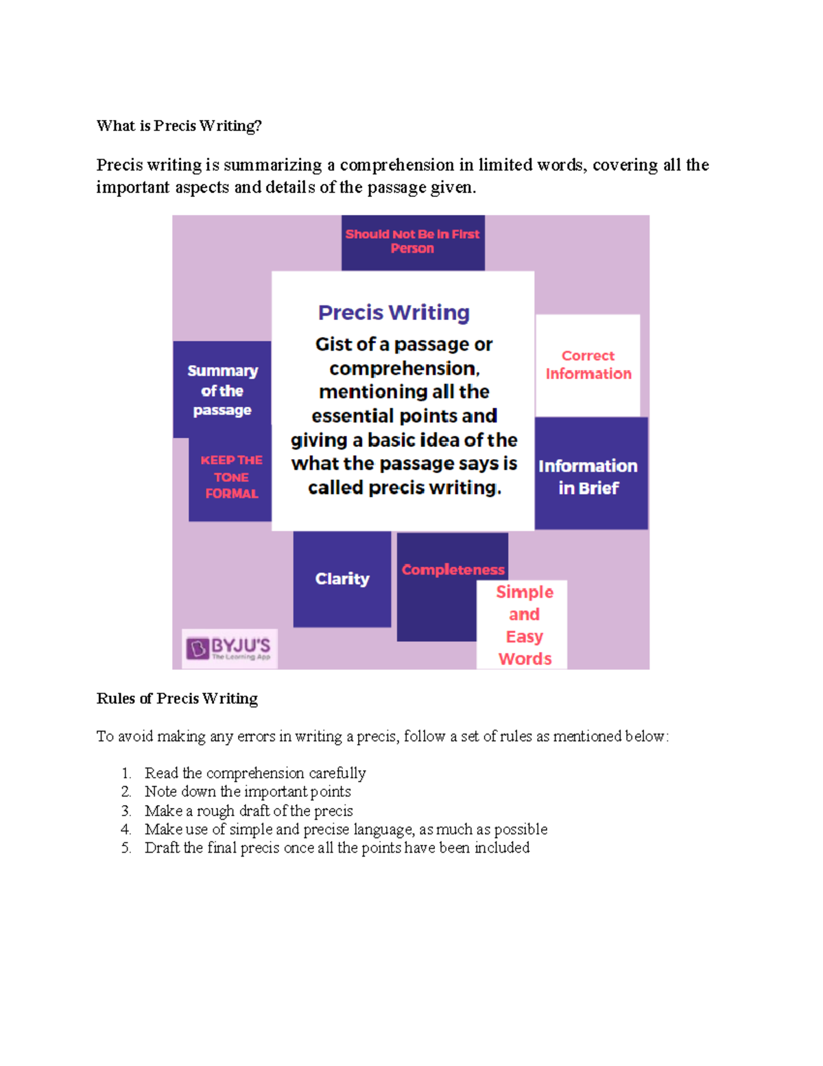 Precis Writing Guidelines and Techniques: Essentials for Success - Studocu