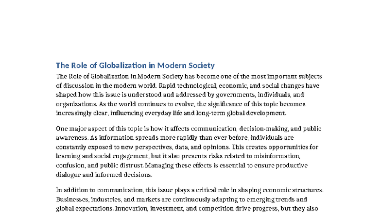 The Impact of Globalization on Society: Key Insights and Challenges ...