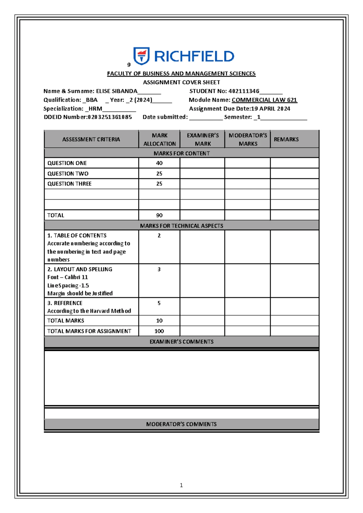 Business Ethics 621: Assignment 1 on Ethical Practices and CSR - Studocu